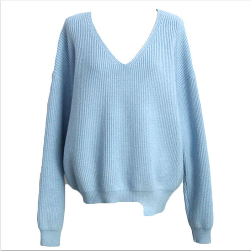 Title 3, Loose V-neck Korean Lazy Long Sleeve Pullover