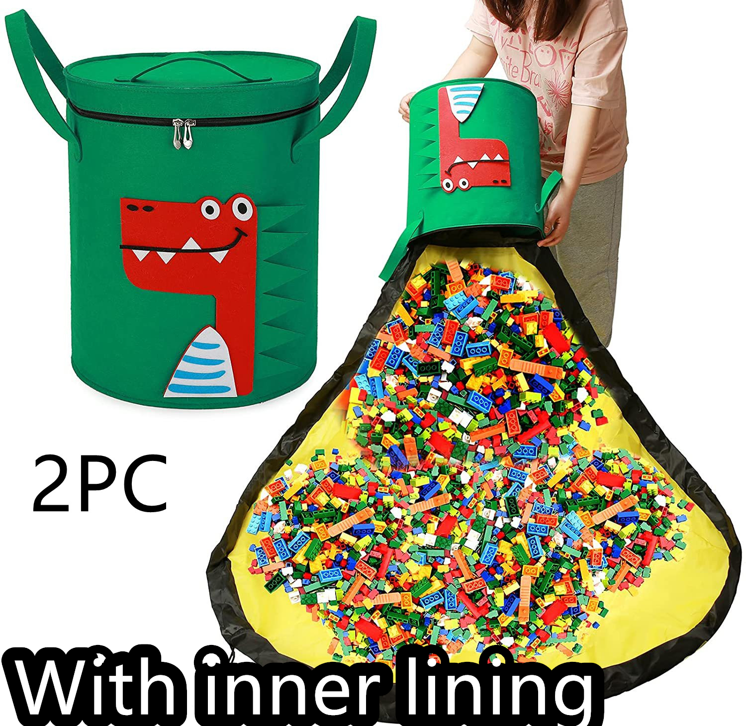 Felt Storage Bag Toy Play Mat 2 In 1 Pull Rope — foto 37