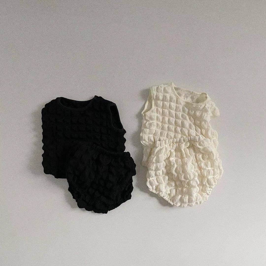 Children's Checked Puffy T-shirt Shorts