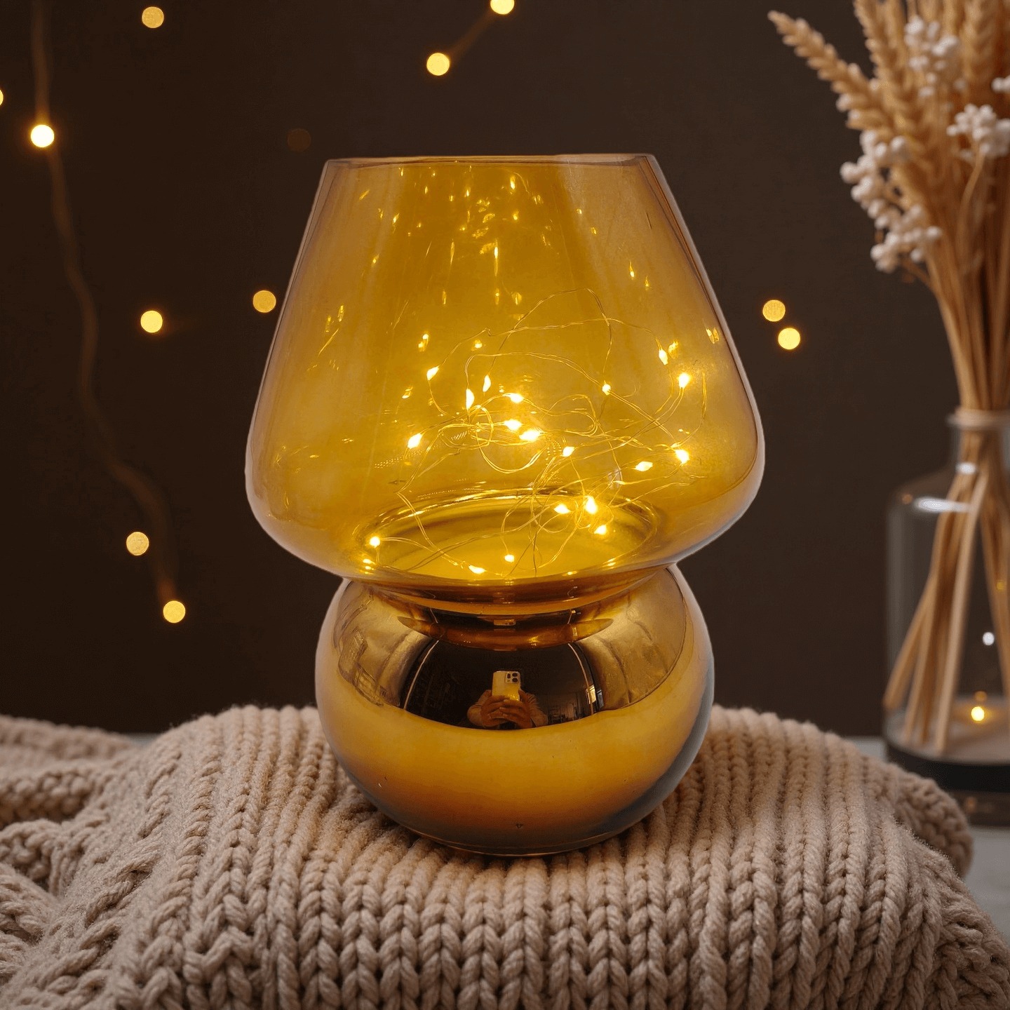 Glass Mushroom Battery-Powered Lamp -Cute Mushroom Shape, Compact Portable Without Restraints, Adding Warmth To Any Corner Battery Not Included