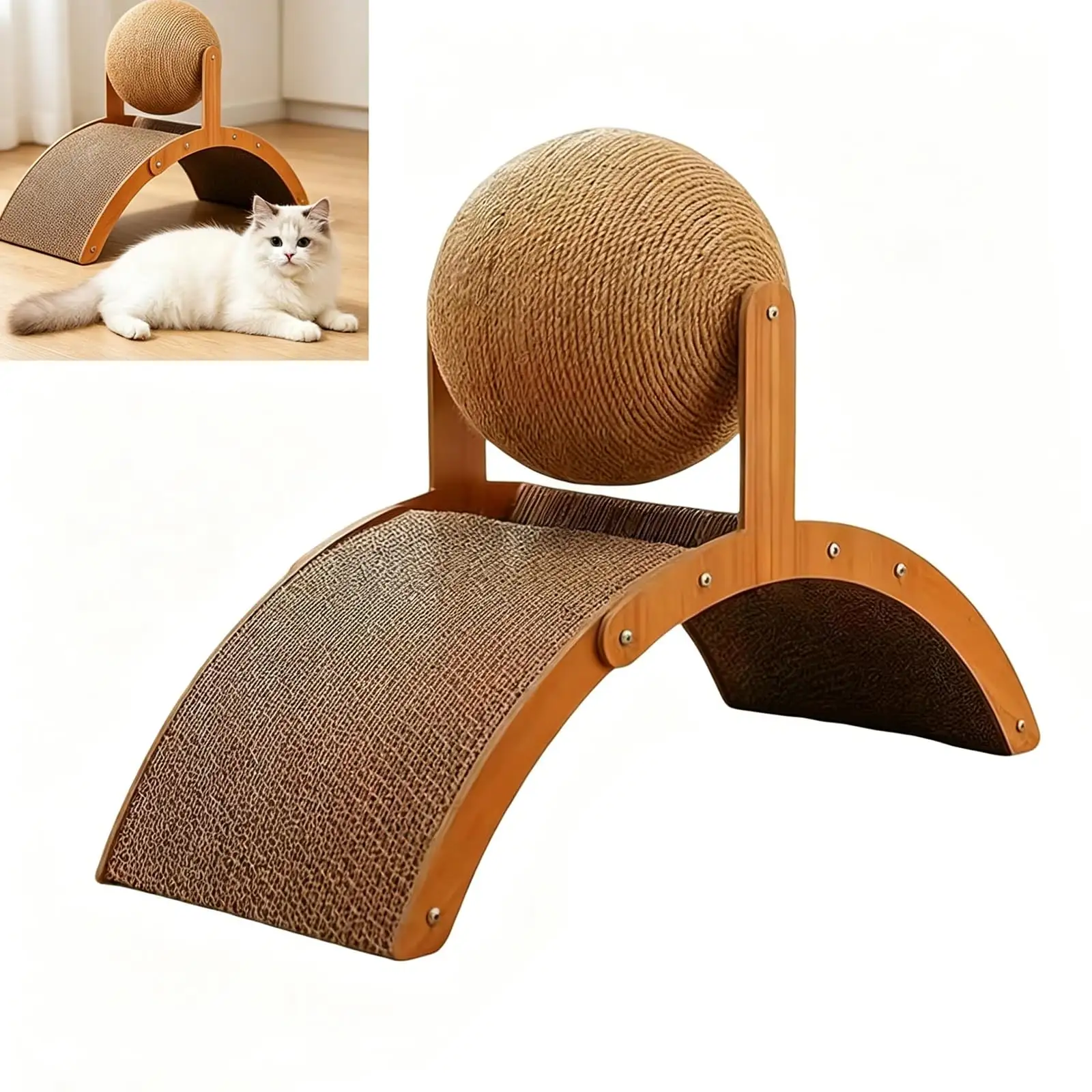 Wobble Ball Cat Scratcher, Scratching On Stand