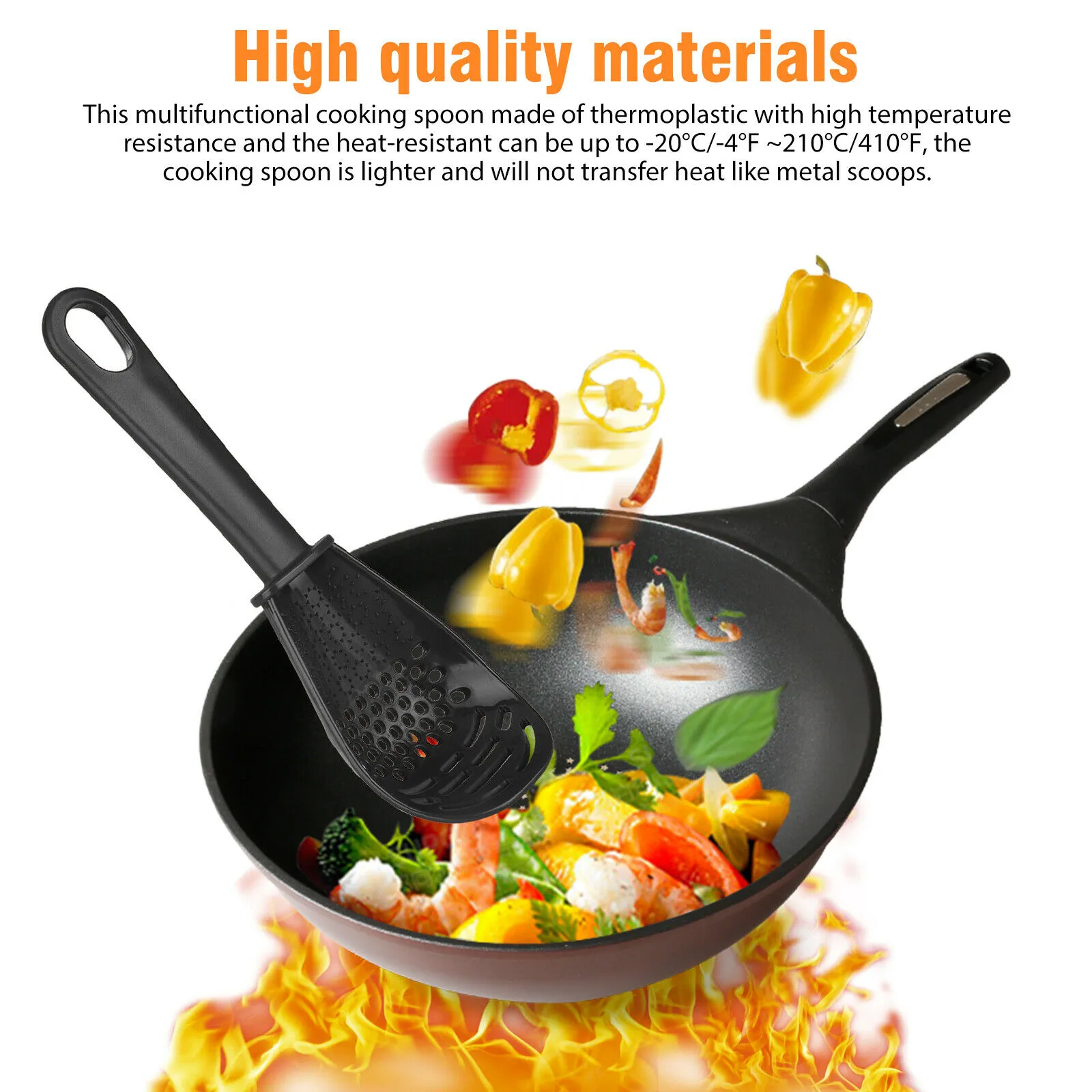 2PCS Kitchen Cooking Spoon Tool Multifunction Scoop Soup Skimmer Heat Resistant Kitchen Cooking Spoon – image 2