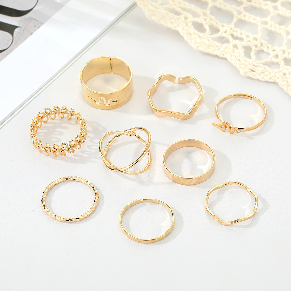 Title 4, Vintage Snake Openwork Ring Set of 9 Pieces Uni...