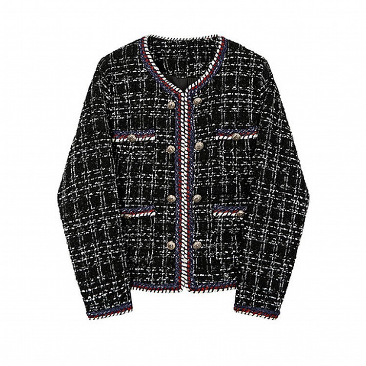 Black And White Lattice Pattern Coat