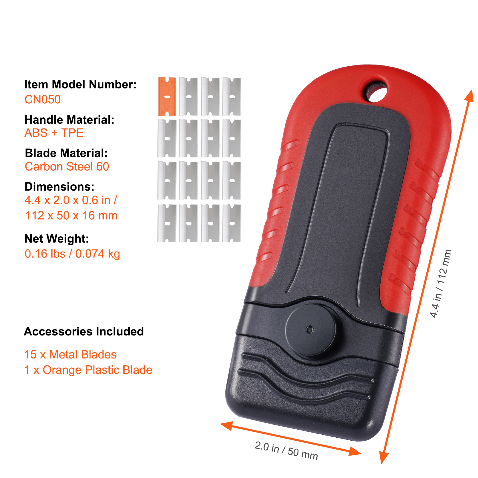 VEVOR Razor Blade Scraper Locking Scraper Tool 15 Extra Blades With Security Cap image 4