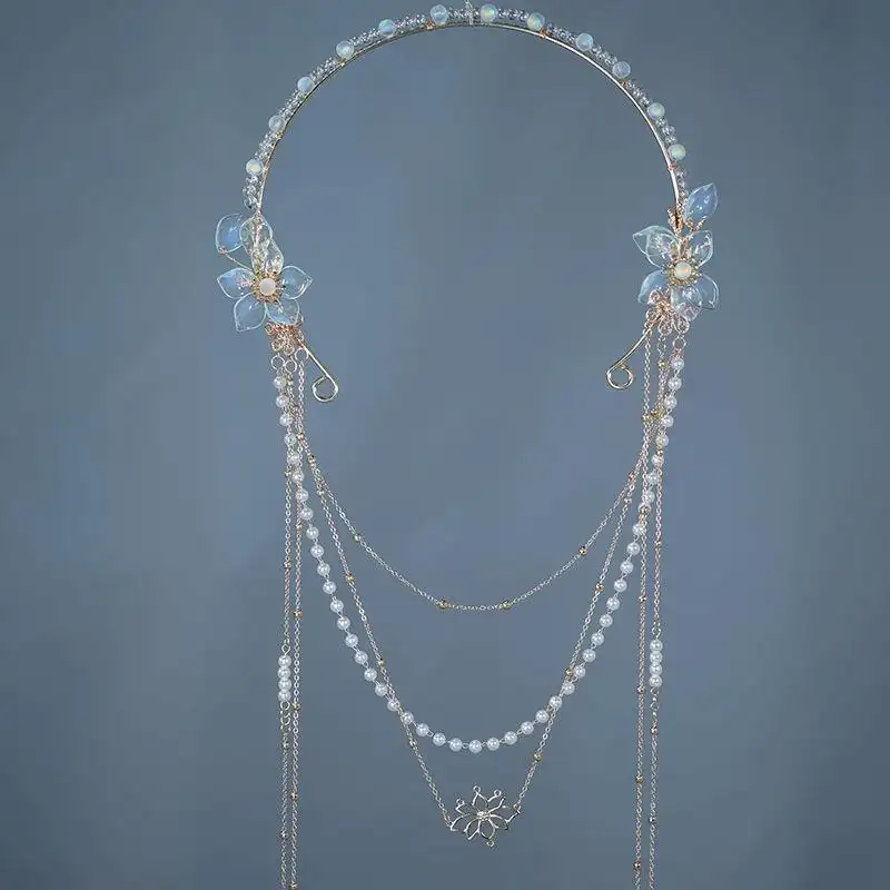 Antique Hanfu Headdress Long Fringed Headband
