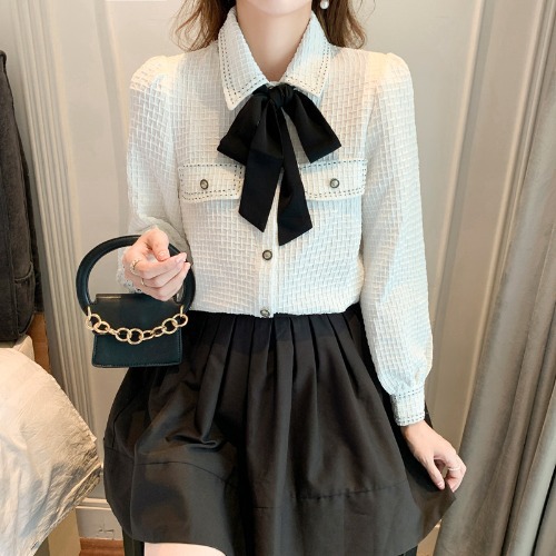 Women's French Top Fashion All Match Long Sleeve Shirt