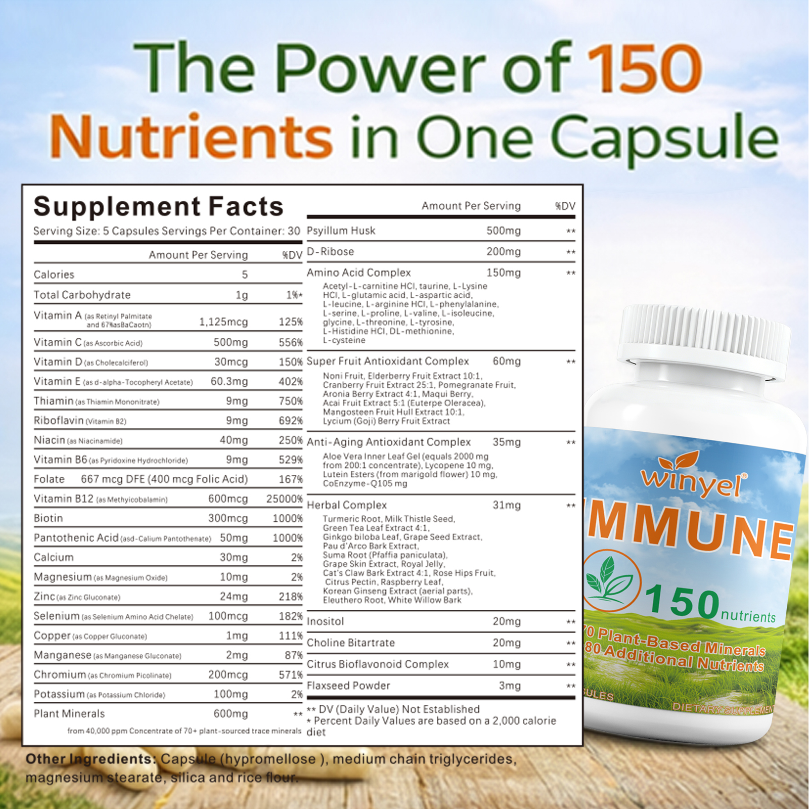 WINYEL IMMUNE 150 - The Ultimate Multivitamin & Immne Supplement, IMMU 150 Capsules - 150 Capsules 5