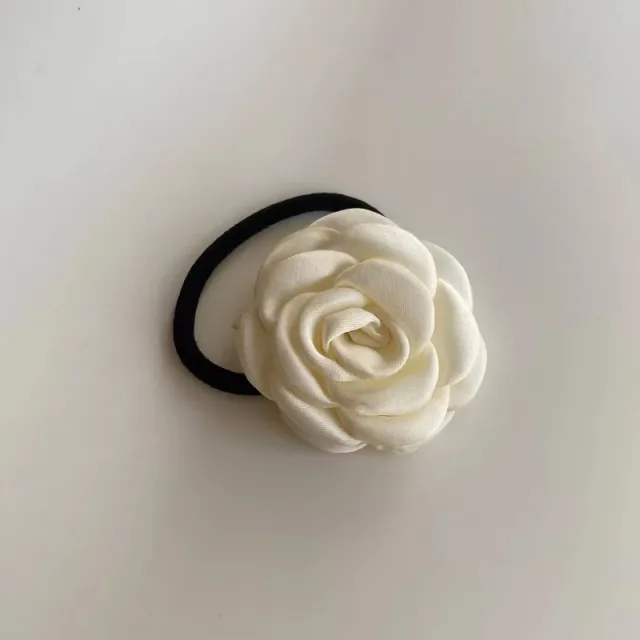 Vintage Oil Painting Style Cream Rose Hair Rope Headband - Shop at LoveMi