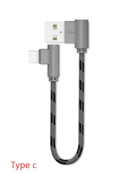 Double Elbow Braided Data Cable Micro Usb Android Mobile Phone Universal V8 Right Angle 90 Degree Charging Short Cable 20cm