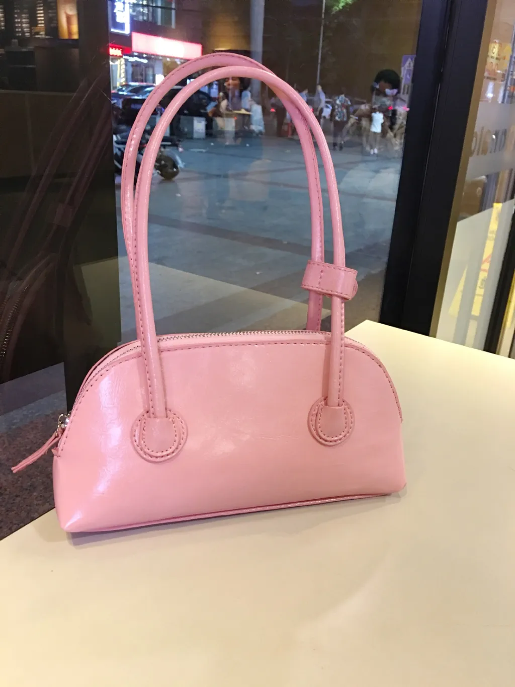 Candy Colour Series Retro Oil Wax Leather Baguette Casual - Pink