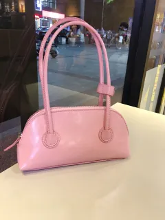Candy Colour Series Retro Oil Wax Leather Baguette Casual - Pink - View 1
