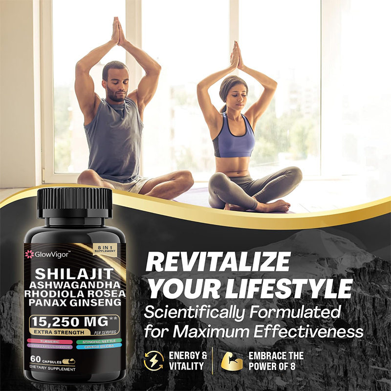 Herbal supplement with Shilajit and Ginseng, Nature's Synergy Formula containing Shilajit Pure Himalayan, Ashwagandha, Rhodiola Rosea, Panax Ginseng, Gingko Biloba, Turmeric, Stinging Nettle, Cordyceps Mushroom, and more in one capsule. Designed for both 