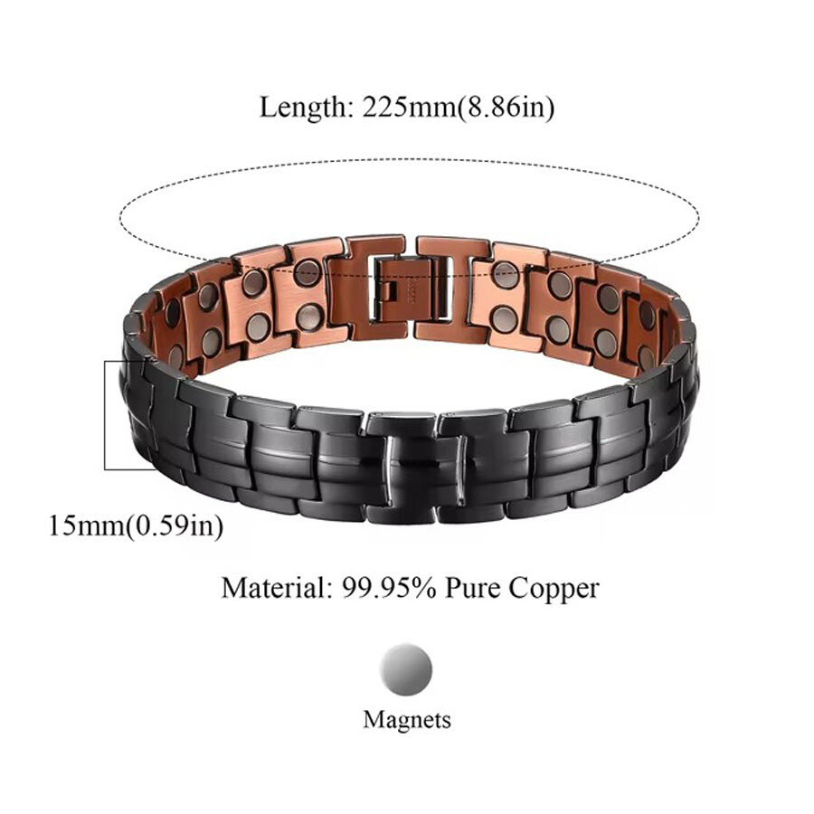 Pure Copper Fully Magnetic Bracelet For Arthritis Relief Remove Tool Gift Boxed — image 2