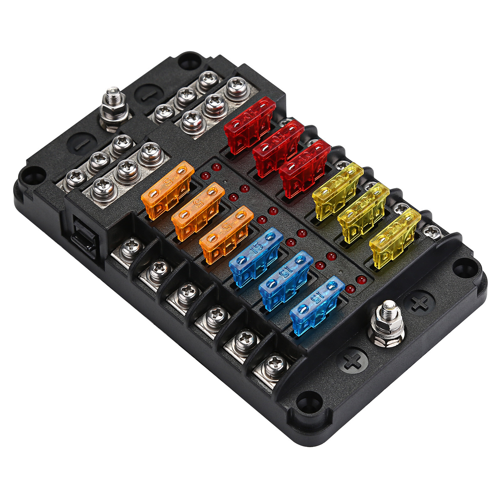 12 Way Blade Fuse Box Block & Auto Marine FuseBox Holder 12V24V Bus Bar Car Kit — image 7