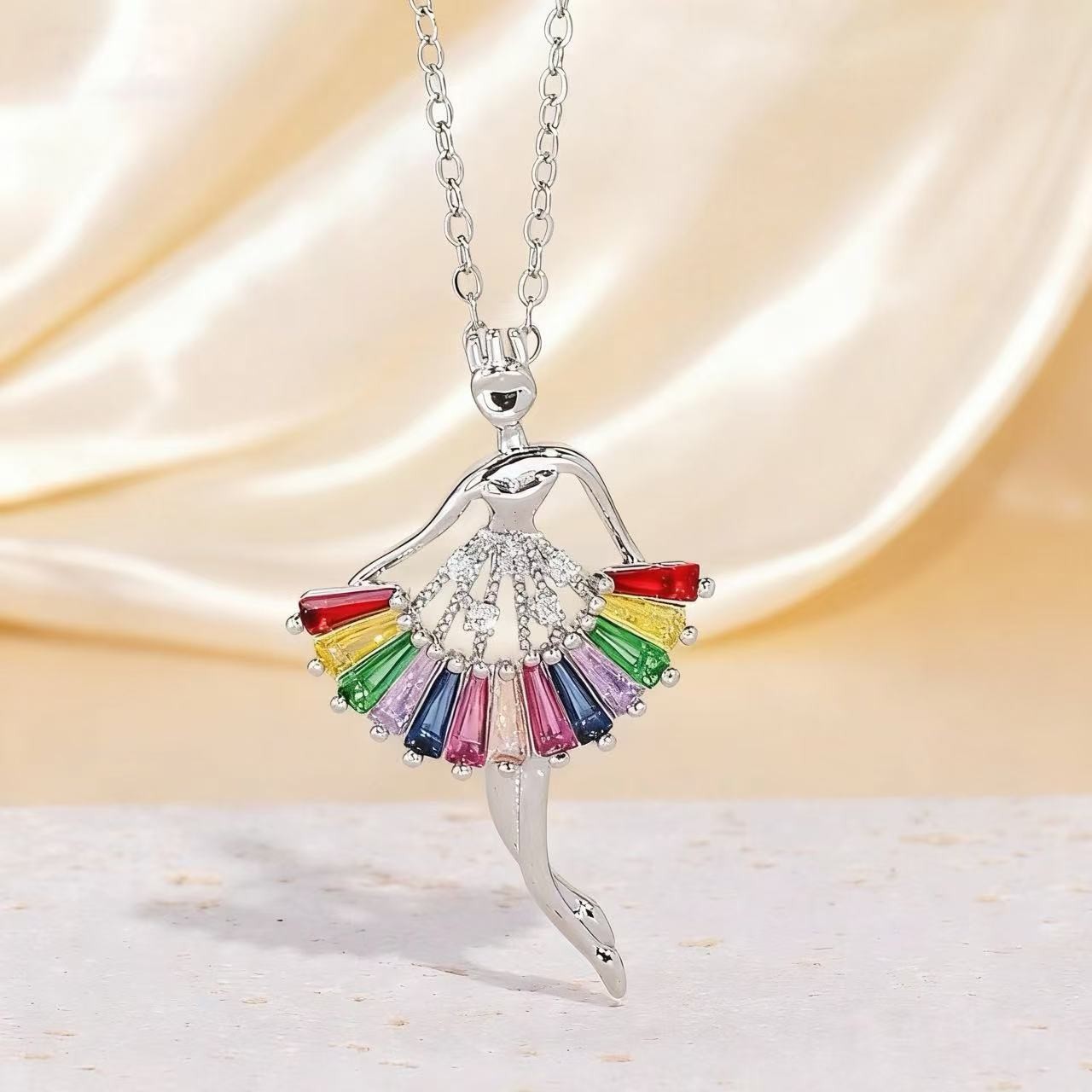 Ballet Girl Full Diamond Gorgeous Necklace