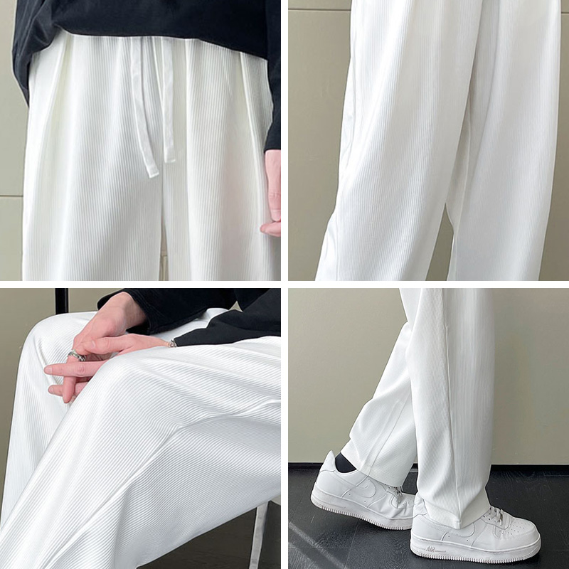 Title 1, Mens Thin White Pants Straight Loose Draped of...