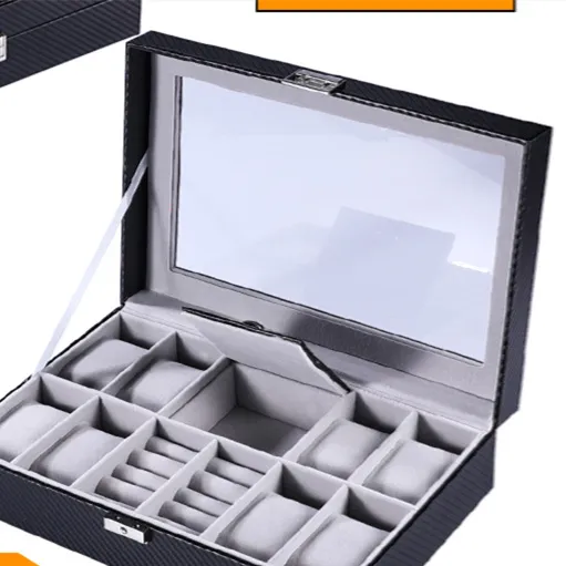 Simple And Creative Leather Watch Storage Box Carbon Fiber Skylight - Shop at LoveMi