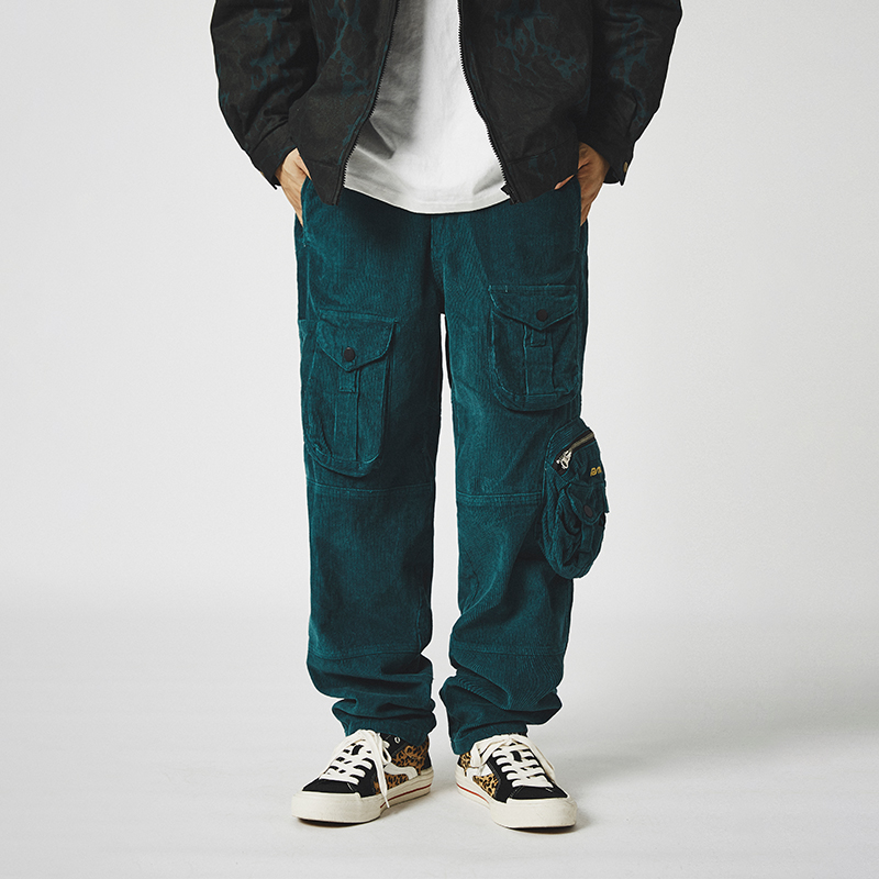 Men's Retro Street Loose Pockets Decorated Embroidered Straight Casual Pants