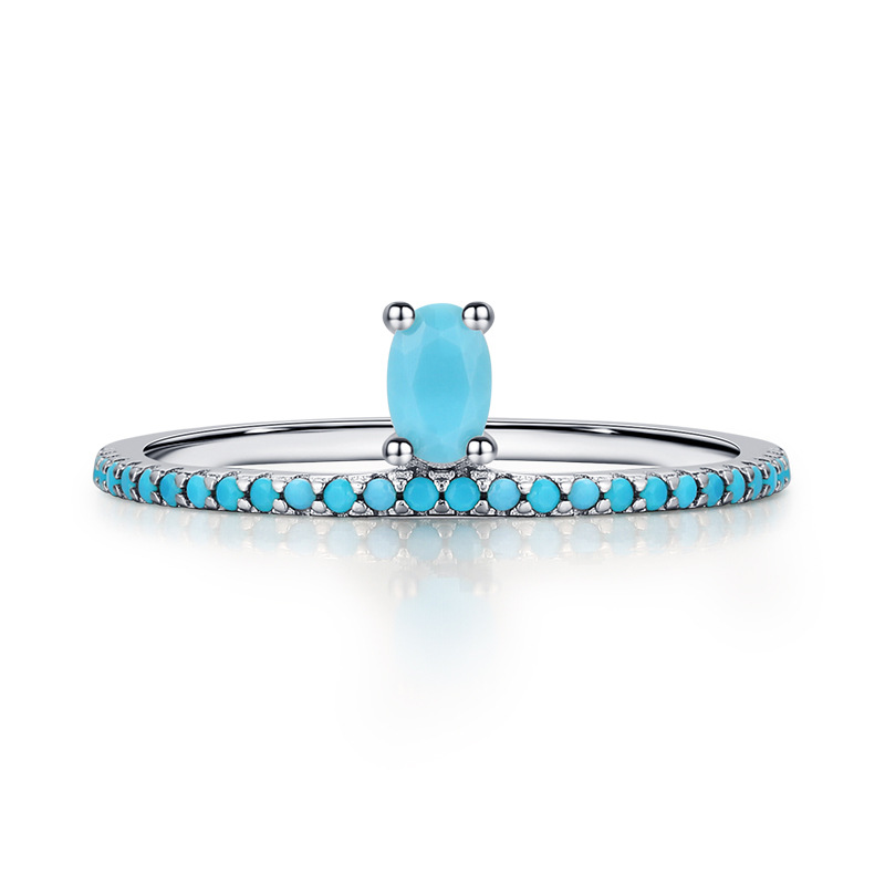Sterling Silver Turquoise Crown Niche Ring Women