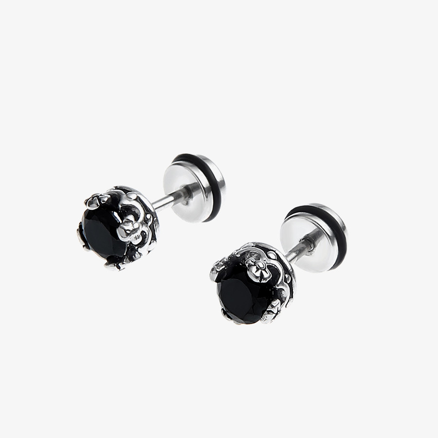 Title 2, Titanium Steel Black Zircon Earrings