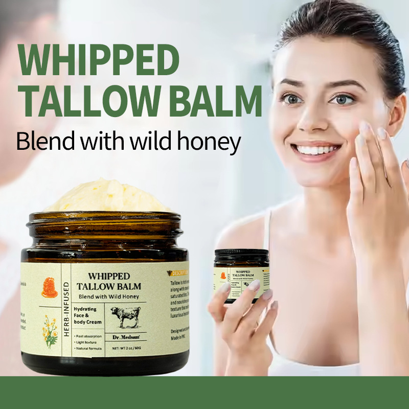 Herb Infused Whipped Grass Fed Beef Tallow Honey Balm, Natural Grass-Fed Tallow Face & Body Moisturizer, Dry Skin Barrier Repair Nourishing Body Butter Cream — foto 2