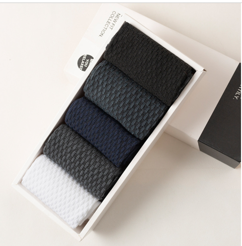 Men's Black Bamboo Fiber Men's In Tube Socks 5 Pack - Picture 6 of 10