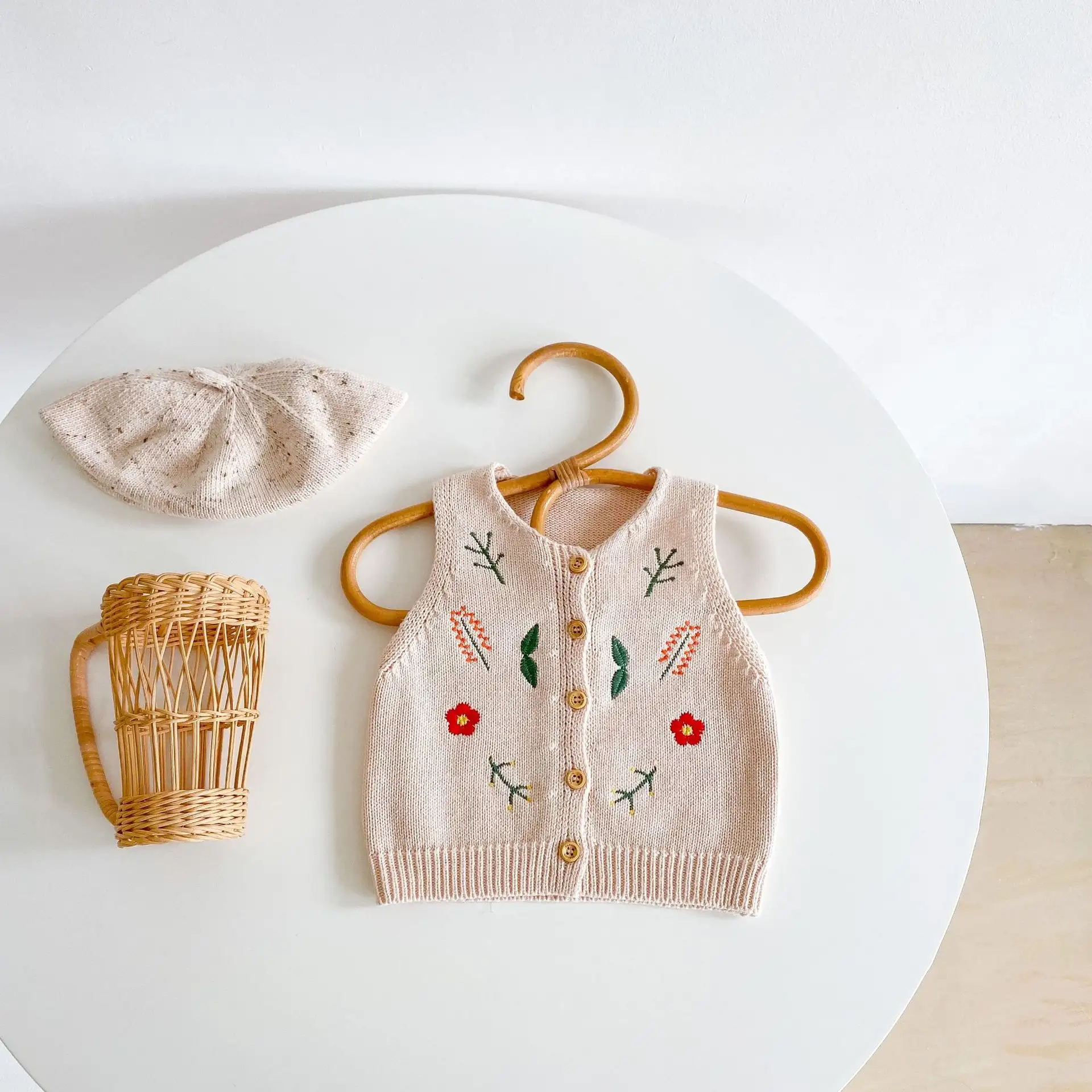 Baby Versatile Vest Embroidered Cotton Cardigan Small Jacket