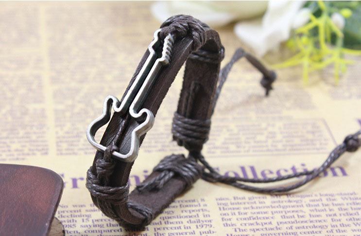 Fashion Guitar Alloy Leather Bracelet