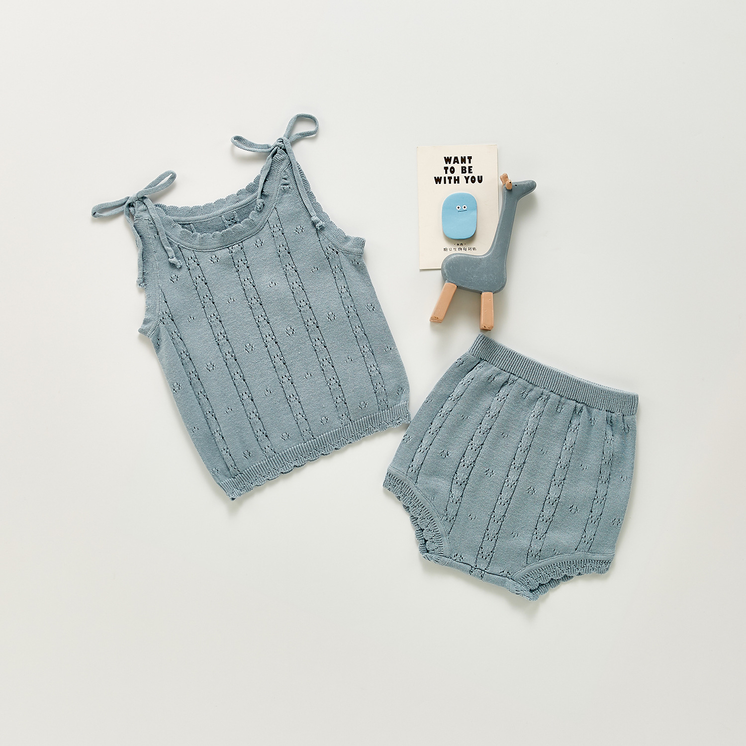 Hollowed-out Knit Suspenders Set Jacquard Bind