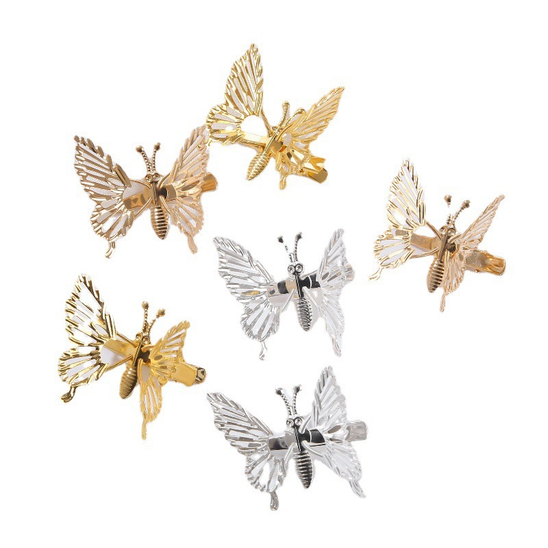 Wings Move Spring Metal Hollow Tie Wire Butterfly Hair Clip