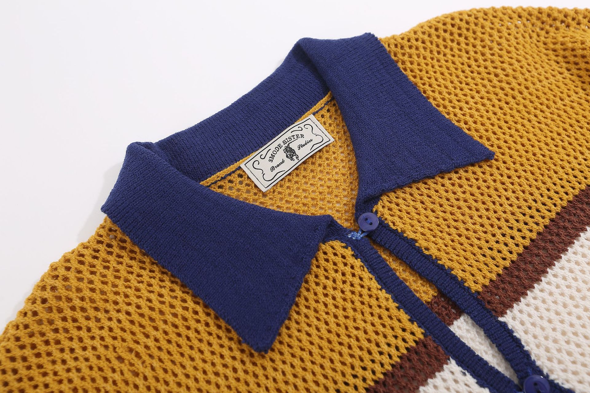 Same Japanese-style Retro Knitted Button Short-sleeved Shirt