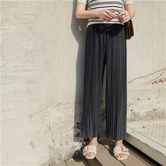 High Pleated Chiffon Wide leg Pants For Women In Spring And Summer Grey - Shop at LoveMi