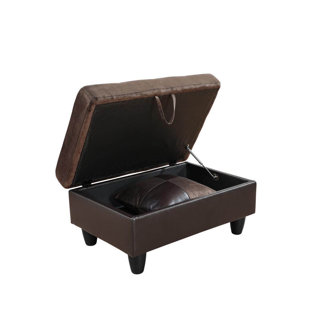 Pickup Only--Dark Brown Flannel And PVC 3-Piece Couch Living Room Sofa Set