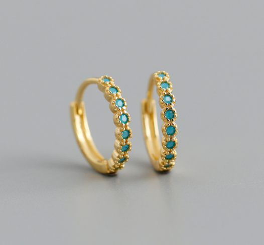 Personalized Color Diamond S925 Sterling Silver Round Ear Buckle