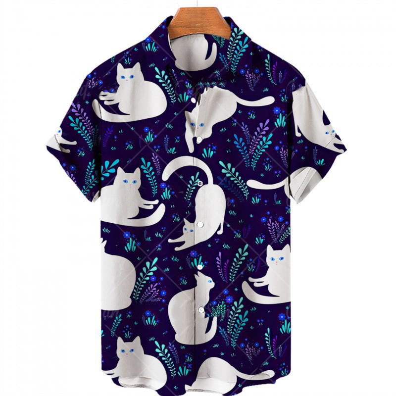 Title 3, Camisas estampadas com botões de animais para h...