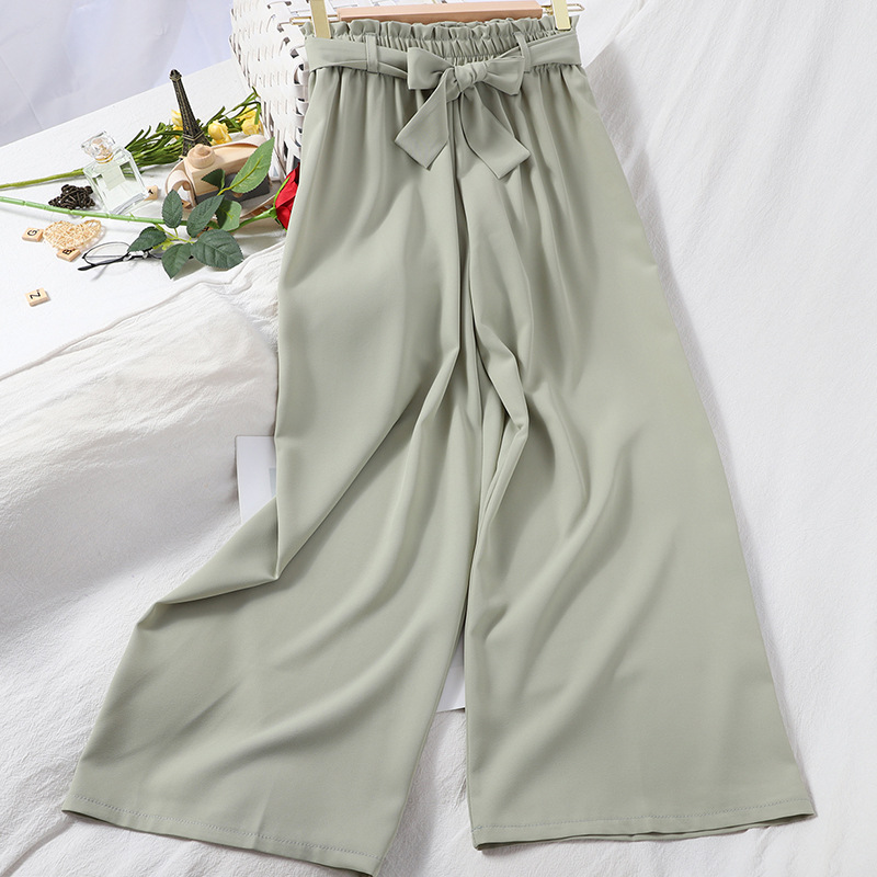 Fashion Banding Bud Elastic Waist Solid Color Casual Pants Green - Shop at LoveMi