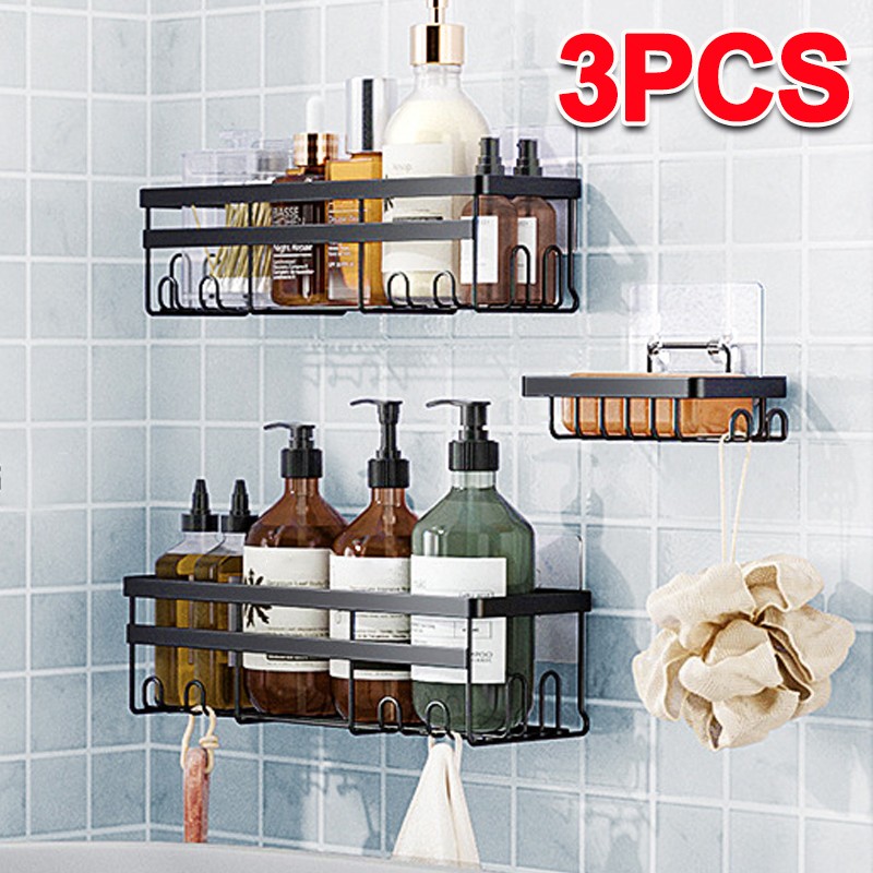 3x Self Adhesive Bathroom Shower Caddy Shelf Rack Storage