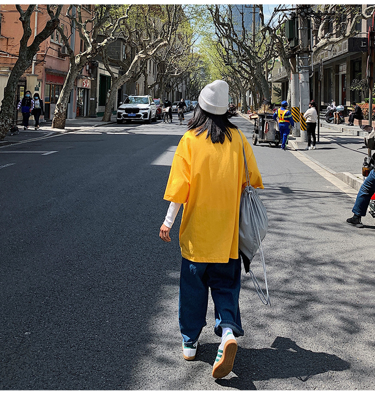 Cartoon Print Student Round Neck Half-sleeve Top