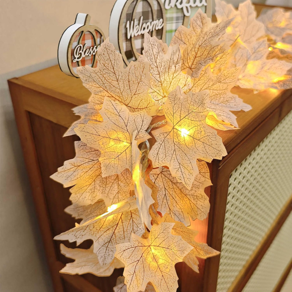Fall Decorations For Home, Total 13Ft 40LED Maples Leaves Garland Fall Lights
