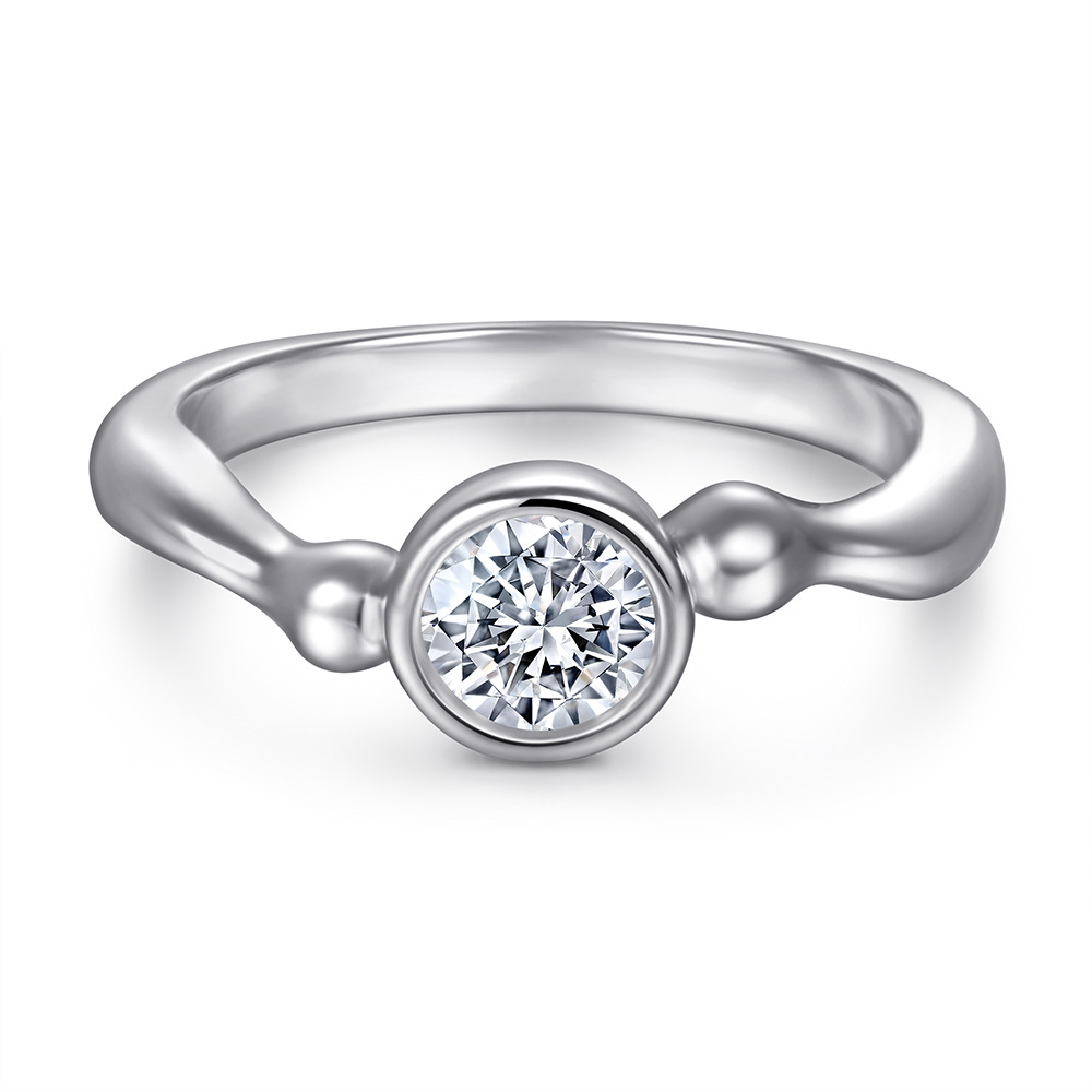 Women's Fashion Bezel Encrusted Diamond Ring Inlaid With Zircon