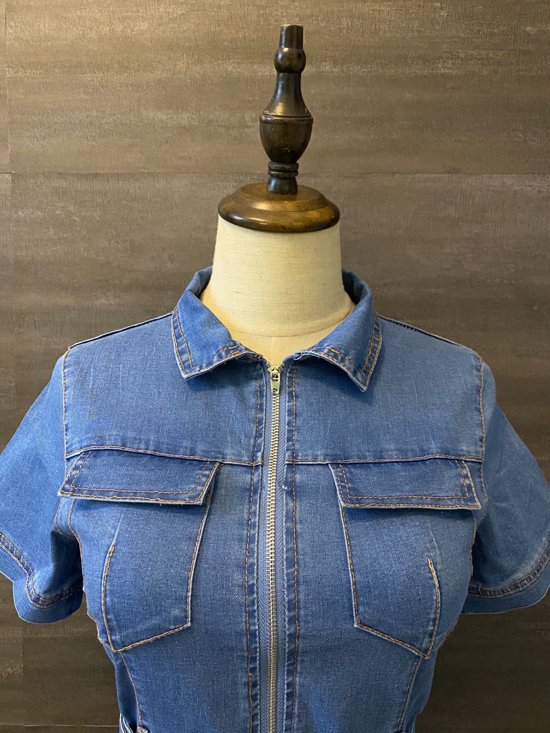 Tights, denim shorts