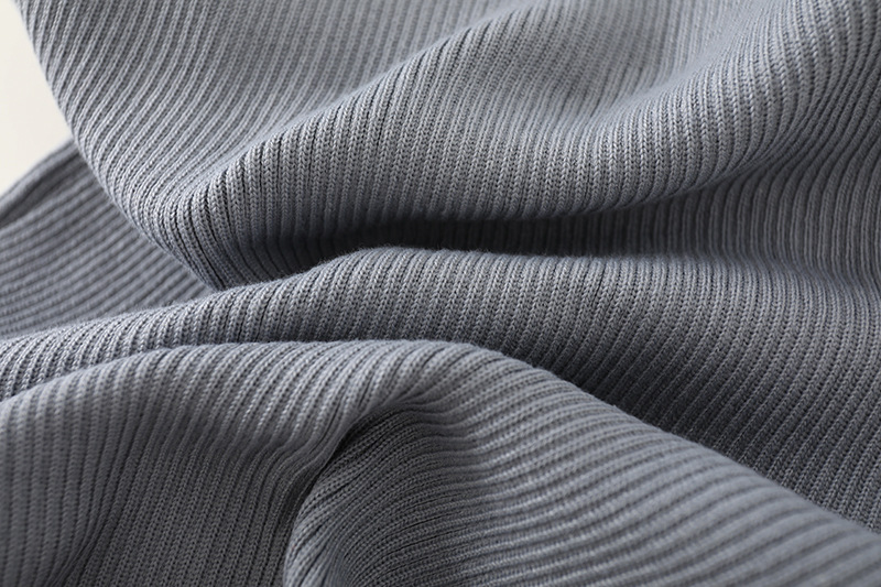 Hollow Half High Collar Contrast Color Knitted Bottoming Dress