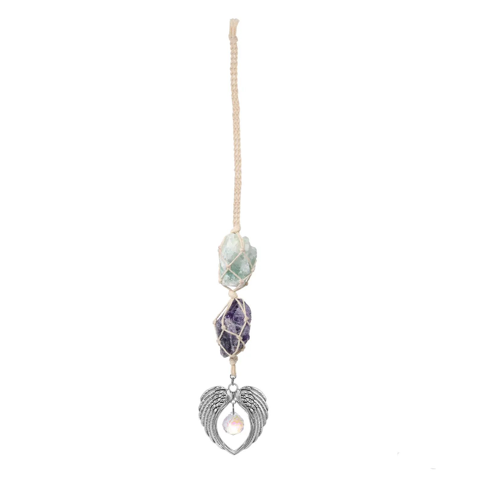 Chinese Retro Style Hollow Angel Wings AB Color Cotton Crystal Pendant