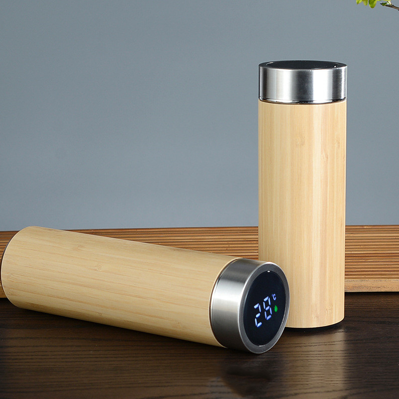 Creative Bamboo Shell Double Layer Stainless Steel Thermal Mug