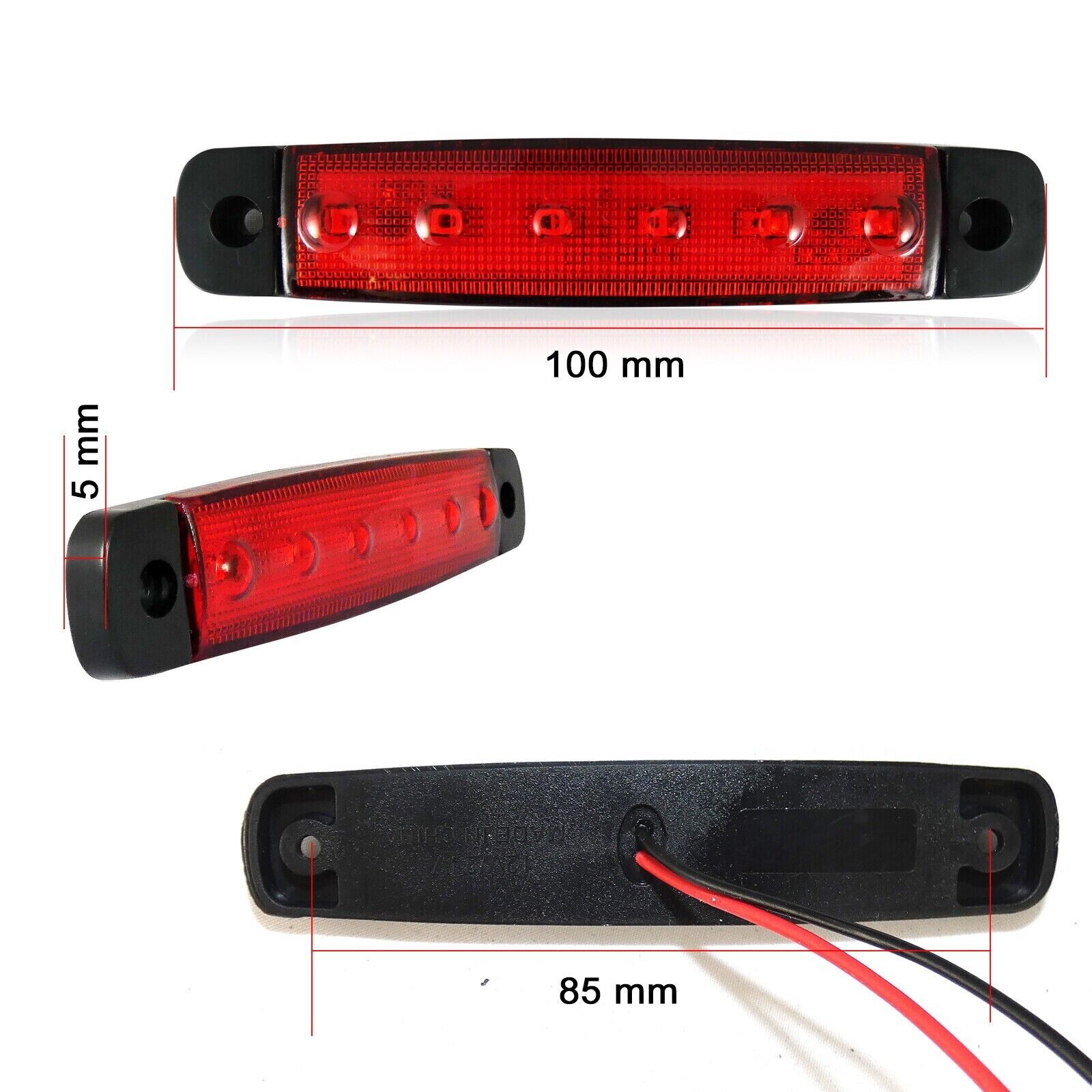 30 Pcs 12v 6 Led White Yellow Red Side Marker Light Position Truck Trailer — image 8