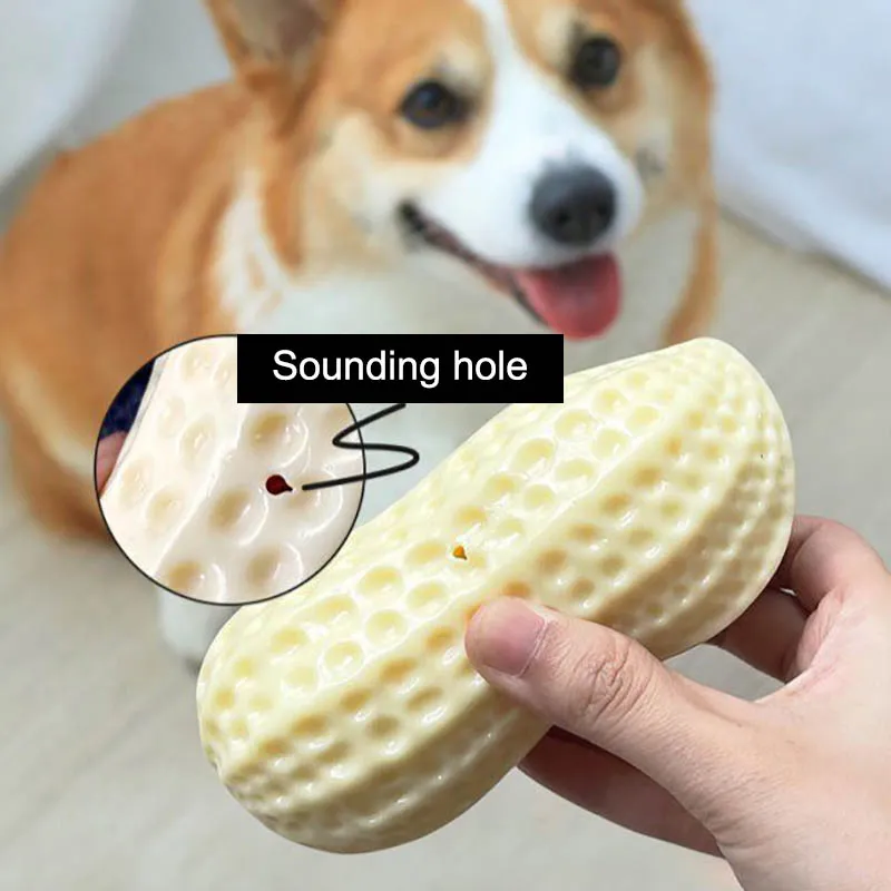 Funny Pet Dog Squeaky Toys For Small Middle Dogs Bite Resistant Puppy Cat Dogs Toys Pets Rubber Peanut Clean Tooth Chew Toy – image 2