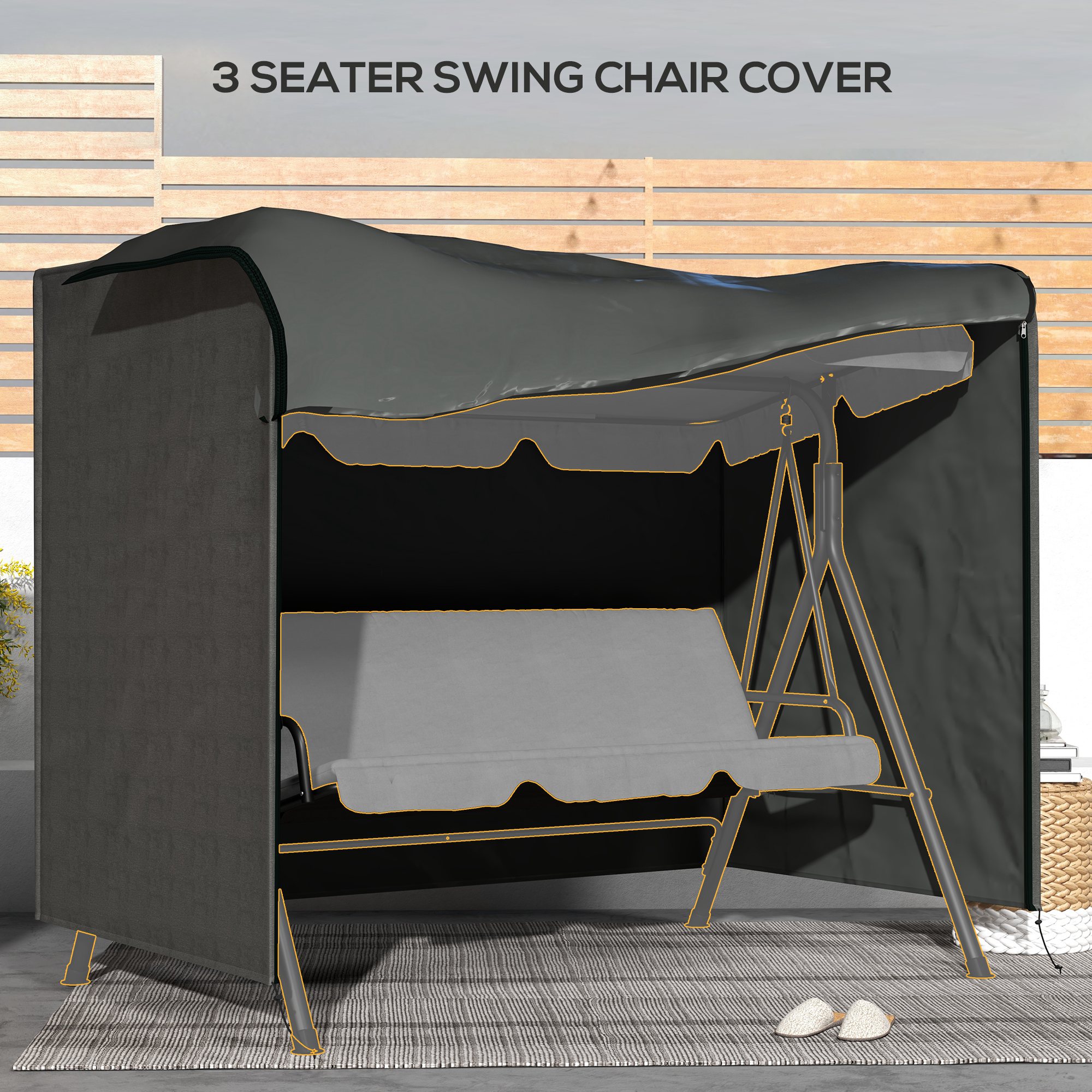 205 X 124 Cm Three Seater Swing Chair Protective Cover Dark — image 7