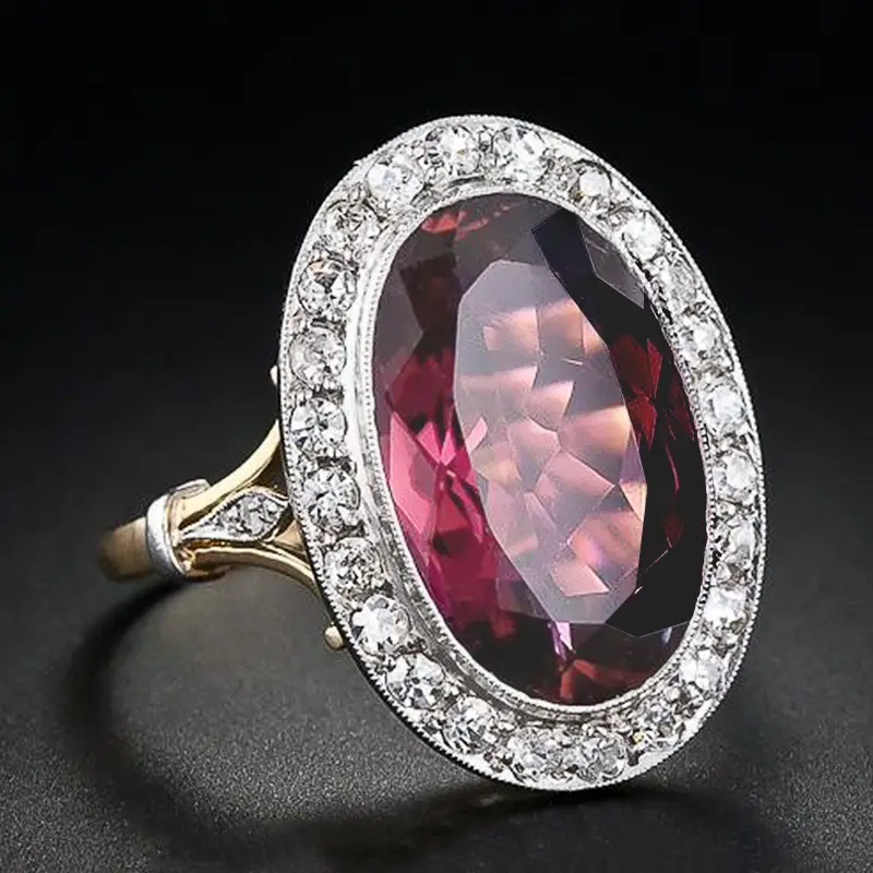 Classic Women's Pomegranate Jacinth Two Color Ring