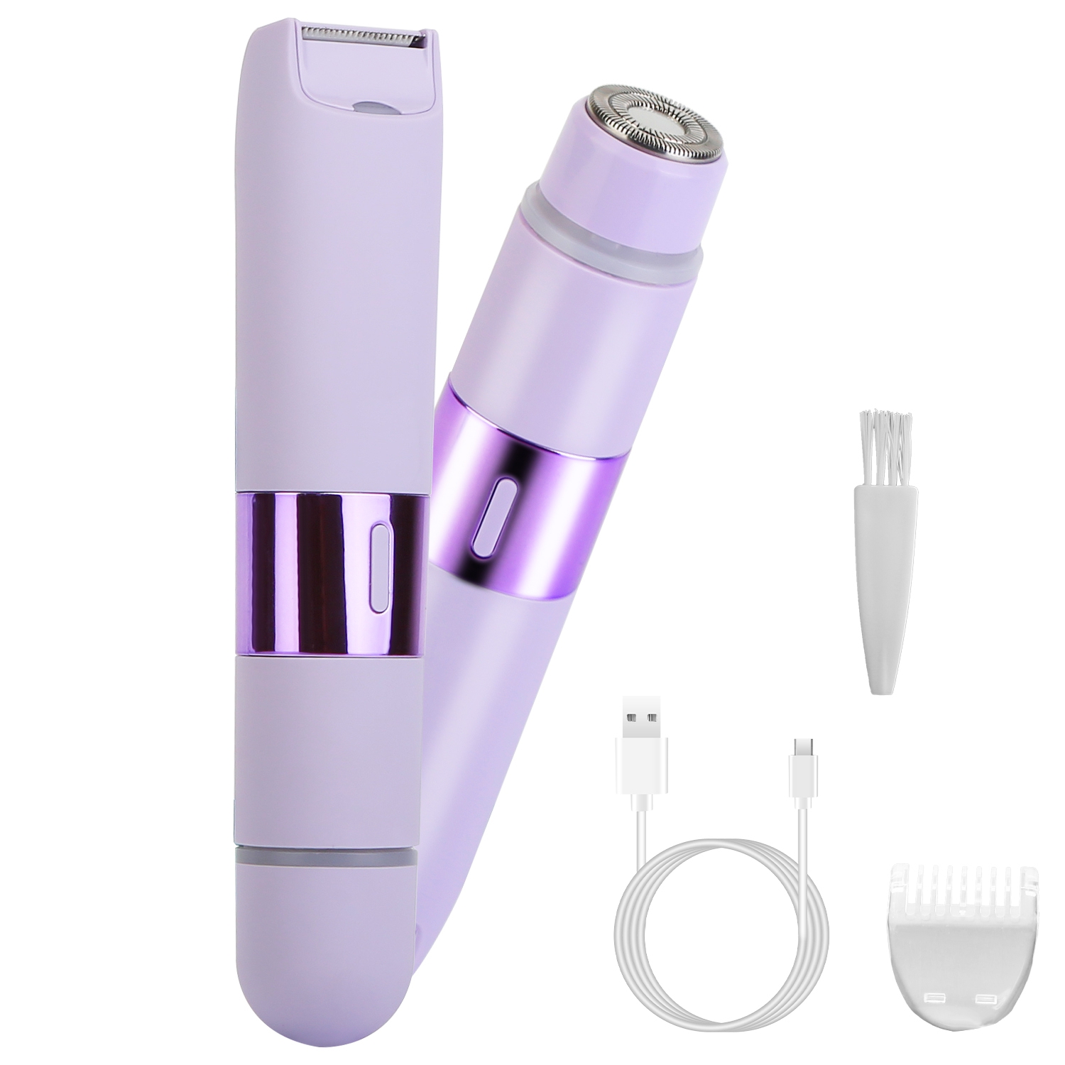 2 In 1 Bikini Trimmer For Women Dual Head Cordless Body Shaver IPX5 Waterproof Rechargeable Pubic Hair Razor Wet And Dry Use For Bikini Underarm Le... Purple - Shop at LoveMi